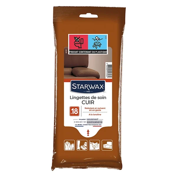 Castorama 18 Lingettes Soin Du Cuir Starwax vente à bas prix 1