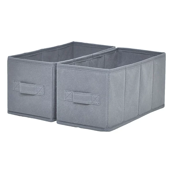 marque pas cher Castorama 2 Boîtes De Rangement Rectangulaires En Textile Mixxit Coloris Gris Foncé 1