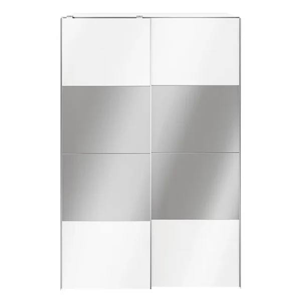 magasin Castorama Armoire Penderie Portes Coulissantes Blanches Brillantes Et Miroir GoodHome Atomia H. 225 X L. 150 X P. 63,5 Cm 1