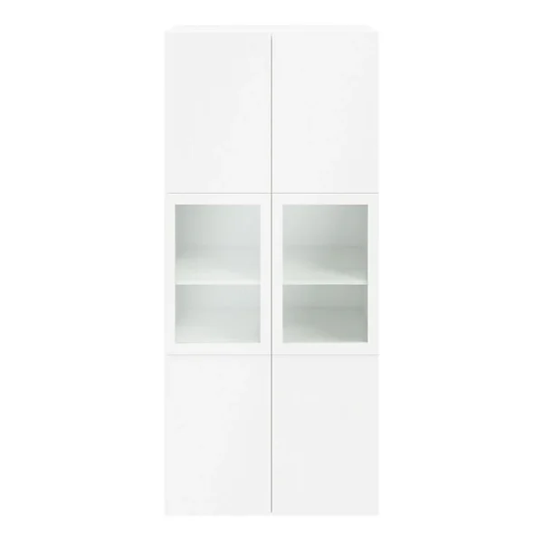 Castorama Bibliothèque Blanche Avec 2 Portes Vitrées GoodHome Atomia H. 225 X L. 100 X P. 47 Cm Pas Cher Magasin Soldes 1