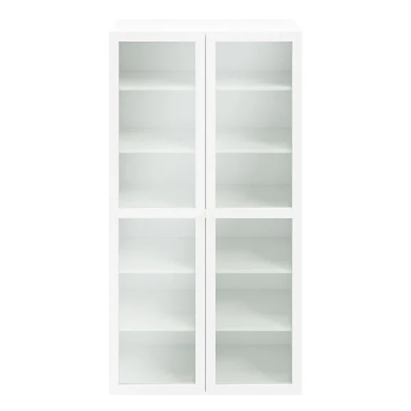 soldes pas cher Castorama Bibliothèque Portes Battantes Vitrées Blanche GoodHome Atomia H. 187,5 X L. 100 X P. 37 Cm 1