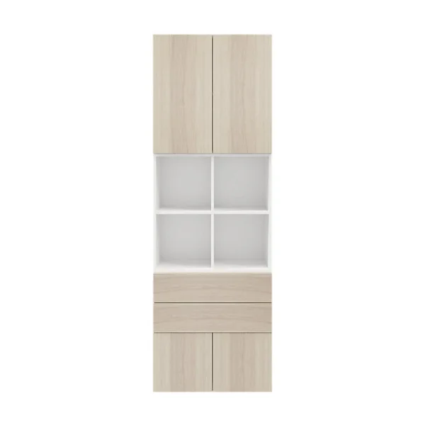 Castorama Bibliothèque Semi Ouverte Effet Chêne Et Blanche 4 Portes 2 Tiroirs GoodHome Atomia H. 225 X L. 75 X P. 37 Cm Pas Cher Magasin Soldes 1