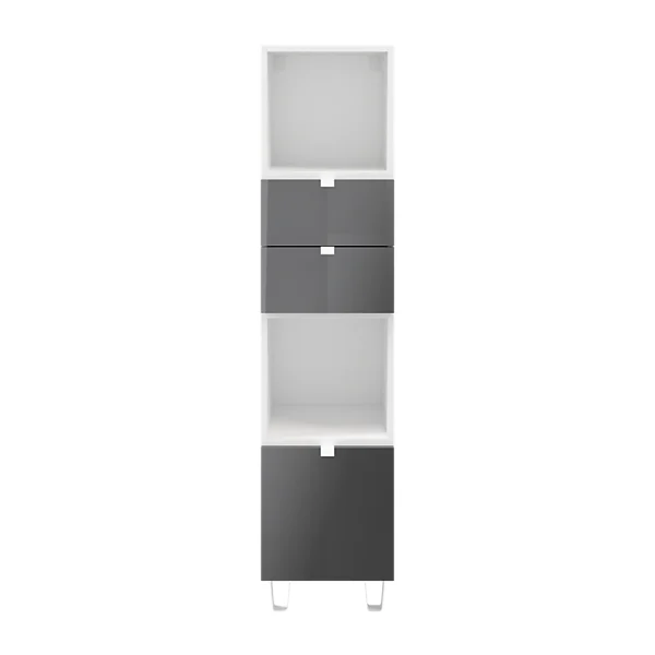 Castorama Colonne De Rangement Blanche Sur Pieds Avec Tiroirs Et Porte Anthracite Brillant GoodHome Atomia H. 161 X L. 37,5 X P. 35 Cm shopping pas cher 1