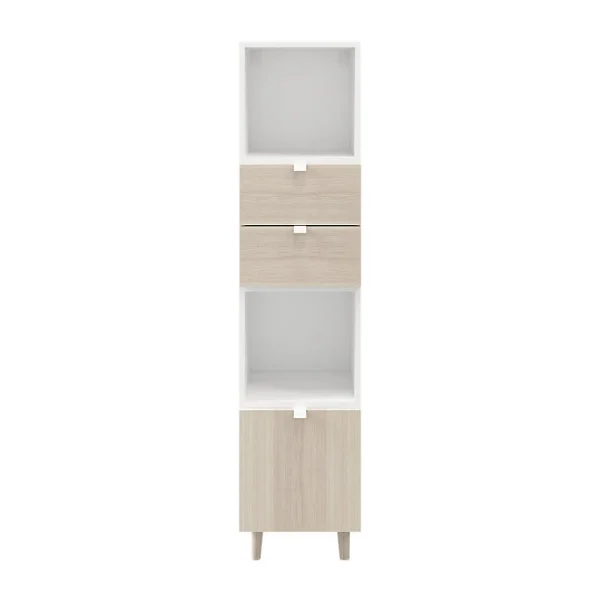 livraison la plus rapide Castorama Colonne De Rangement Blanche Sur Pieds Avec Tiroirs Et Porte Effet Chêne GoodHome Atomia H. 161 X L. 37,5 X P. 35 Cm 1