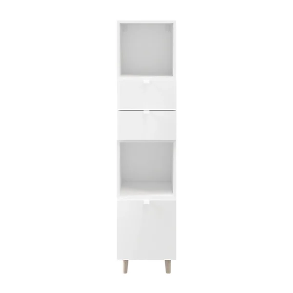 Distributeur Officiel Castorama Colonne De Rangement Blanche Sur Pieds Avec Tiroirs Et Porte GoodHome Atomia H. 161 X L. 37,5 X P. 35 Cm 1