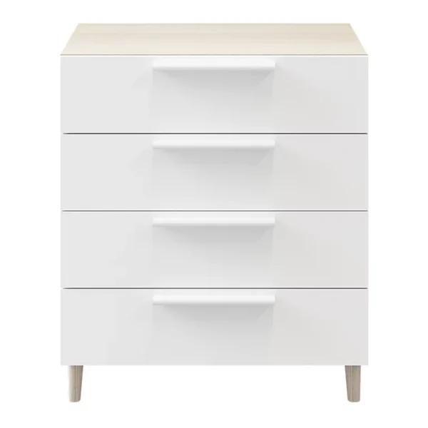 boutique pas cher Castorama Commode Sur Pieds Blanche Et Effet Chêne 4 Tiroirs GoodHome Atomia H. 86 X L. 75 X P. 45 Cm 1