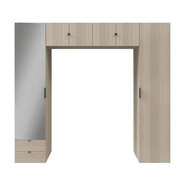 france Castorama Ensemble De Colonnes Et Caissons Suspendus Effet Chêne Avec Miroir GoodHome Atomia H. 225 X L. 250 X P. 47 Cm 1