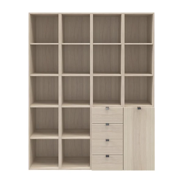 boutique en ligne Castorama Étagère Bibliothèque Avec Tiroirs Et Porte Effet Chêne GoodHome Atomia H. 187,5 X L. 150 X P. 37 Cm 1