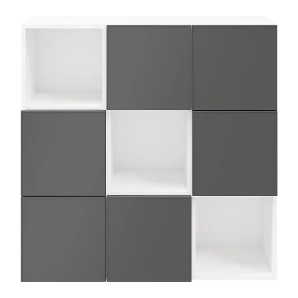 à prix imbattables Castorama Étagère Semi Ouverte 9 Cases Blanche Avec 6 Portes Anthracite Mates GoodHome Atomia H. 112,5 X L. 112,5 X P. 37 Cm 1