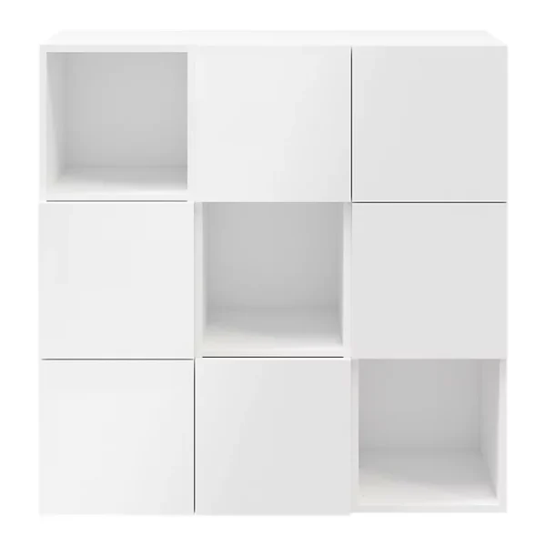 marque pas cher Castorama Étagère Semi Ouverte Blanche 9 Cases Avec 6 Portes GoodHome Atomia H. 112,5 X L. 112,5 X P. 37 Cm 1