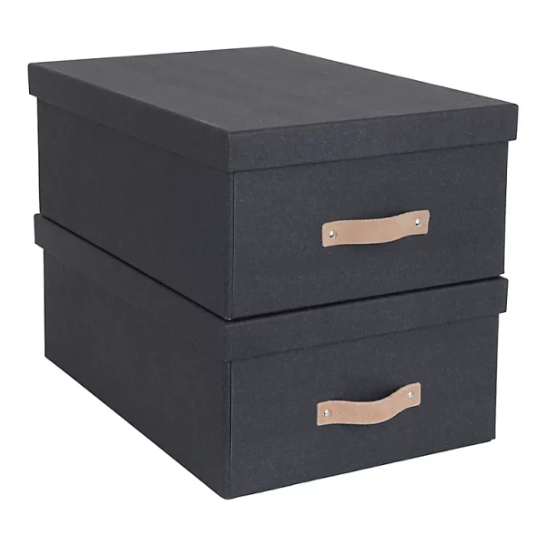 Castorama Lot De 2 Boîtes De Rangement Rectangulaires Avec Couvercle Coloris Noir magasin solde 1