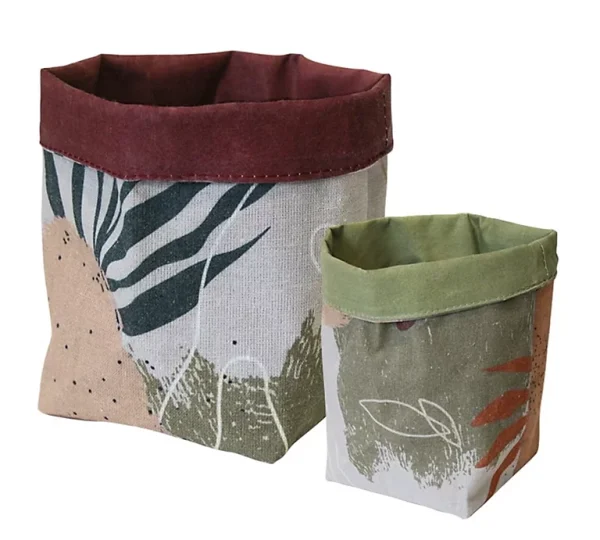 en vente Castorama Lot De 2 Paniers Carrés En Matières Naturelles Aromatic Tones Motif Tropical 1