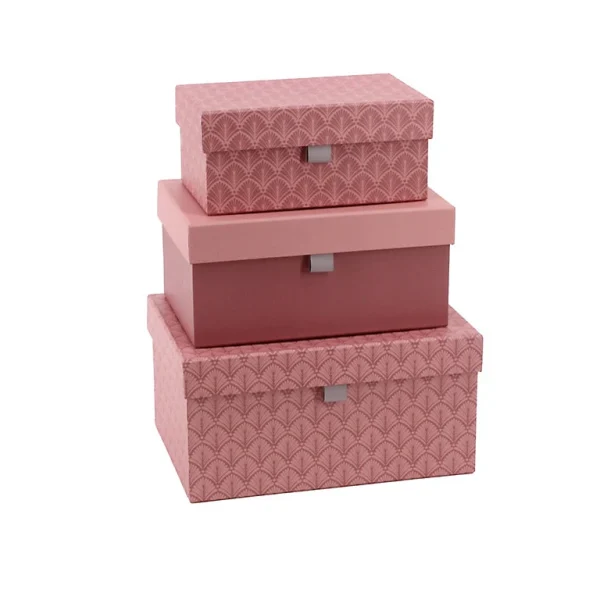 Retour gratuit en magasin. Castorama Lot De 3 Boîtes En Carton Avec Couvercles 3 Tailles Rose 1