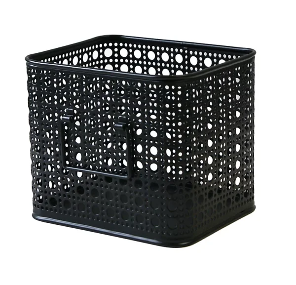 Castorama Panier Carré En Métal Motif Cannage Met Noir Taille S Vente 1