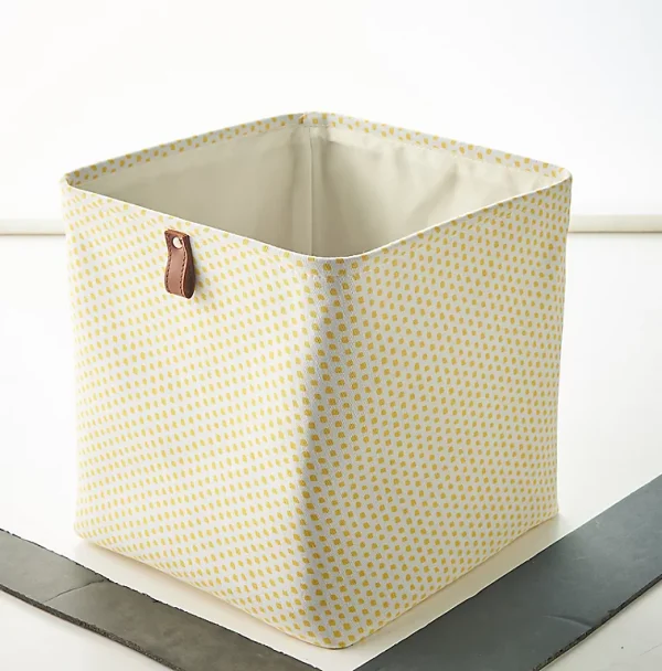 Castorama Panier De Rangement Textile Cube Jaune Motif à Pois boutique pas cher 1