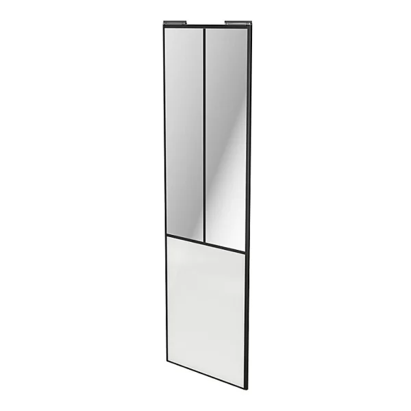 destockage Castorama Porte De Placard Coulissante Atelier Vitrée Blanc Avec Cadre Noir GoodHome Arius H. 248,5 X L. 76.2 Cm 1