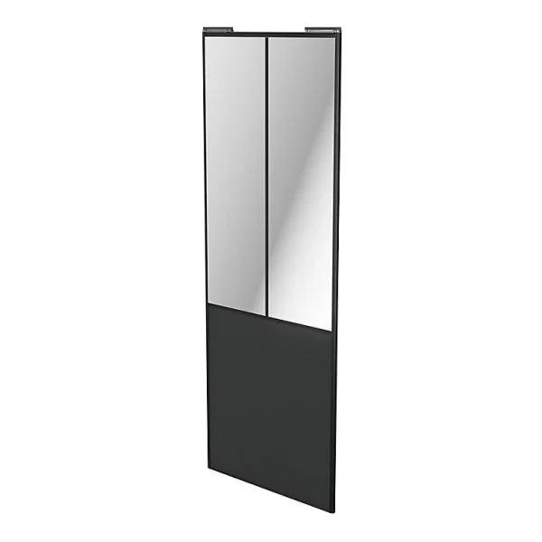 prix pas cher Castorama Porte De Placard Coulissante Atelier Vitrée Gris Anthracite Avec Cadre Noir GoodHome Arius H. 248,5 X L. 91.2 Cm 1