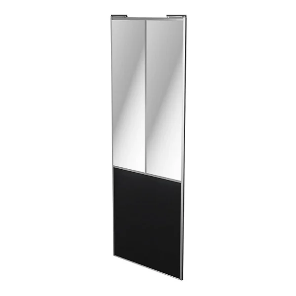 achat pas cher Castorama Porte De Placard Coulissante Atelier Vitrée Noir Mat Avec Cadre Gris GoodHome Arius H. 248,5 X L. 91.2 Cm 1