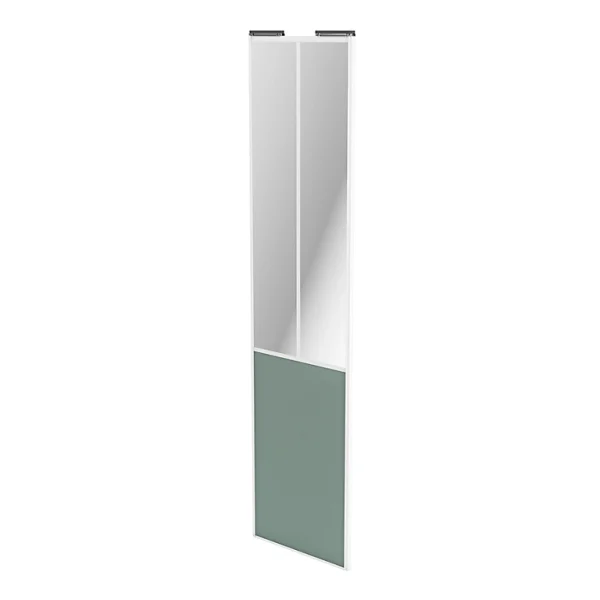 dernière tendance Castorama Porte De Placard Coulissante Atelier Vitrée Vert De Gris Avec Cadre Blanc GoodHome Arius H. 248,5 X L. 61.2 Cm 1