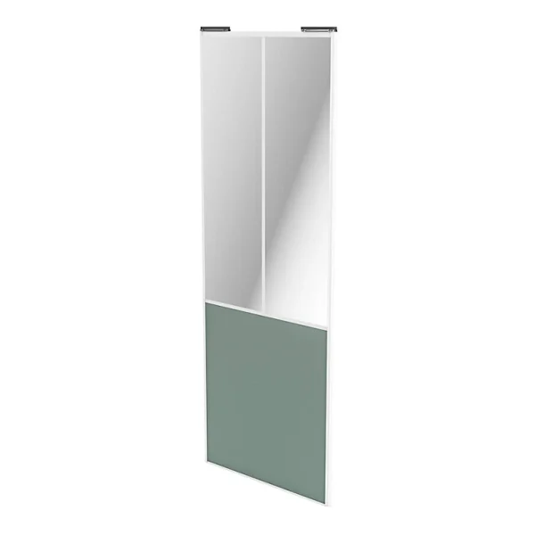 Castorama Porte De Placard Coulissante Atelier Vitrée Vert De Gris Avec Cadre Blanc GoodHome Arius H. 248,5 X L. 91.2 Cm Promotio de vente 1