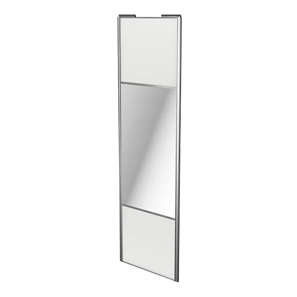 luxe soldes Castorama Porte De Placard Coulissante Avec Miroir Blanc Avec Cadre Gris GoodHome Arius H. 248,5 X L. 77.2 Cm 1