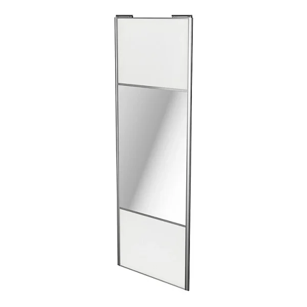 Castorama Porte De Placard Coulissante Avec Miroir Blanc Avec Cadre Gris GoodHome Arius H. 248,5 X L. 92.2 Cm haute qualité 1