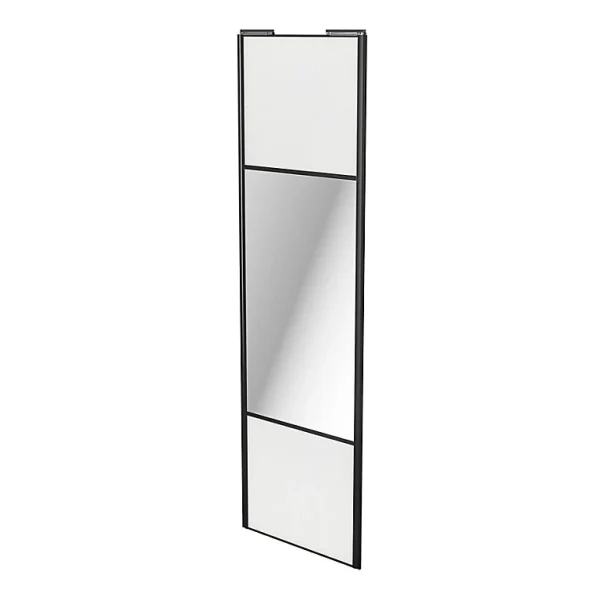 vente luxe pas cher Castorama Porte De Placard Coulissante Avec Miroir Blanc Avec Cadre Noir GoodHome Arius H. 248,5 X L. 77.2 Cm 1