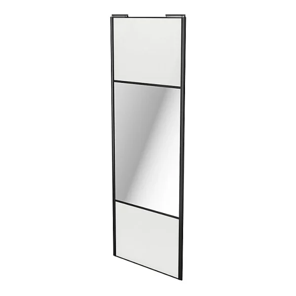 Les achats en ligne Castorama Porte De Placard Coulissante Avec Miroir Blanc Avec Cadre Noir GoodHome Arius H. 248,5 X L. 92.2 Cm 1