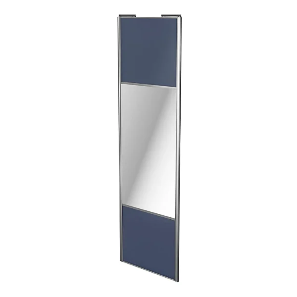 à prix imbattables Castorama Porte De Placard Coulissante Avec Miroir Bleu Avec Cadre Gris GoodHome Arius H. 248,5 X L. 77.2 Cm 1