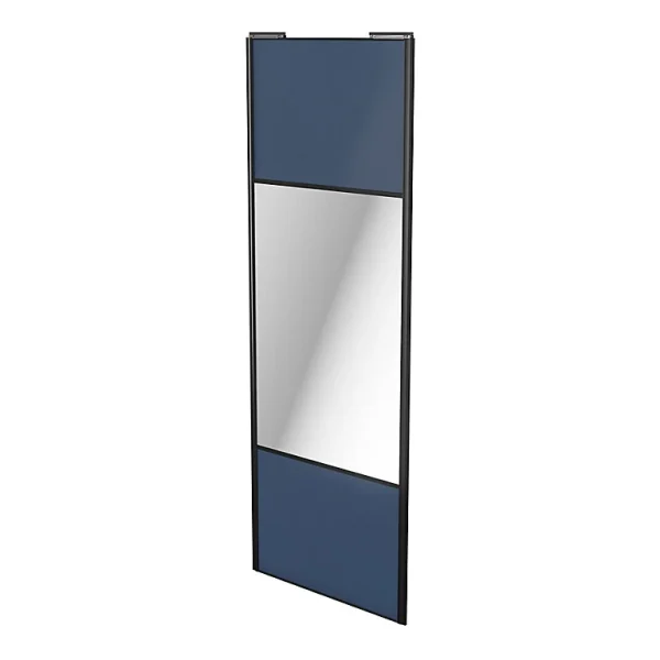 Protections acheteurs Castorama Porte De Placard Coulissante Avec Miroir Bleu Avec Cadre Noir GoodHome Arius H. 248,5 X L. 92.2 Cm 1