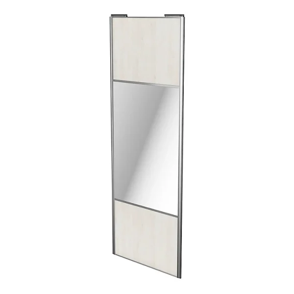 pas cher marque Castorama Porte De Placard Coulissante Avec Miroir Bois Nordique Avec Cadre Gris GoodHome Arius H. 248,5 X L. 92.2 Cm 1