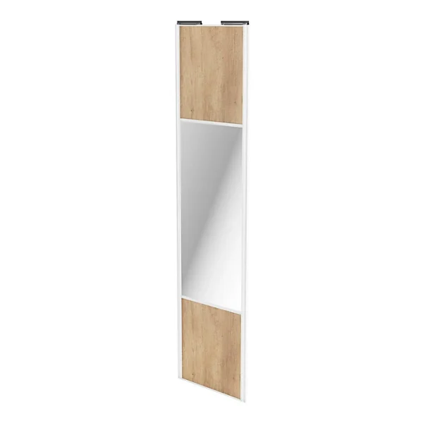 magasin france Castorama Porte De Placard Coulissante Avec Miroir Effet Chêne Brut Avec Cadre Blanc GoodHome Arius H. 248,5 X L. 62.2 Cm 1