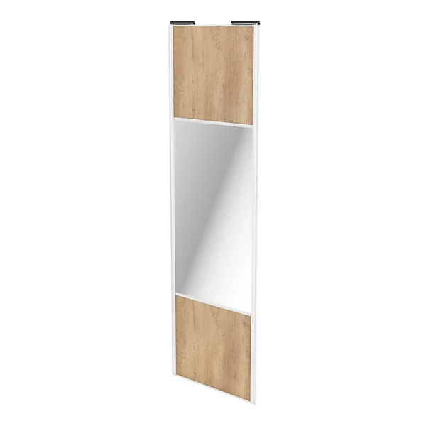 Castorama Porte De Placard Coulissante Avec Miroir Effet Chêne Brut Avec Cadre Blanc GoodHome Arius H. 248,5 X L. 77.2 Cm boutique paris 1