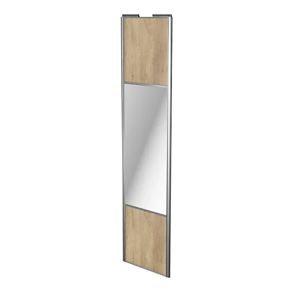 Acheter Maintenant Castorama Porte De Placard Coulissante Avec Miroir Effet Chêne Brut Avec Cadre Gris GoodHome Arius H. 248,5 X L. 62.2 Cm 1