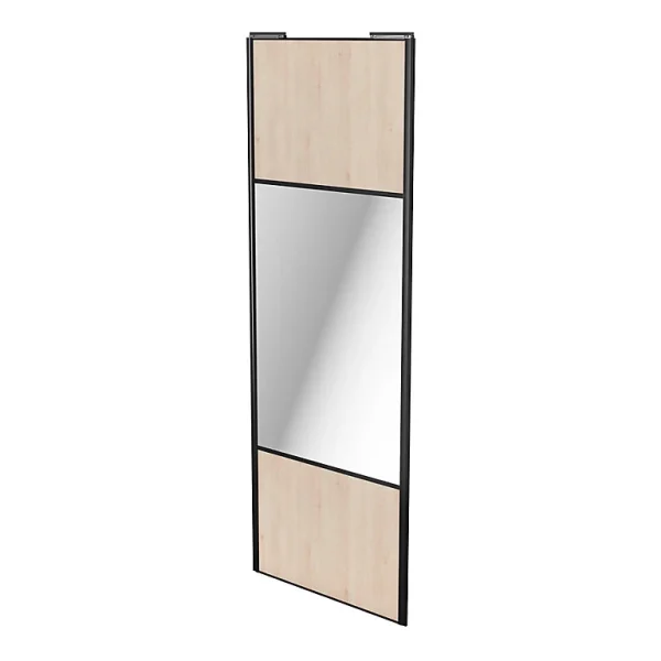 Castorama Porte De Placard Coulissante Avec Miroir Effet Chêne Clair Avec Cadre Noir GoodHome Arius H. 248,5 X L. 92.2 Cm a Prix Discount 1