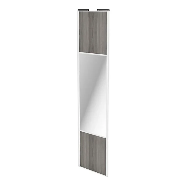 dernière tendance Castorama Porte De Placard Coulissante Avec Miroir Effet Chêne Grisé Avec Cadre Blanc GoodHome Arius H. 248,5 X L. 62.2 Cm 1