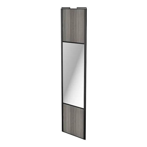 aux meilleurs prix Castorama Porte De Placard Coulissante Avec Miroir Effet Chêne Grisé Avec Cadre Noir GoodHome Arius H. 248,5 X L. 62.2 Cm 1