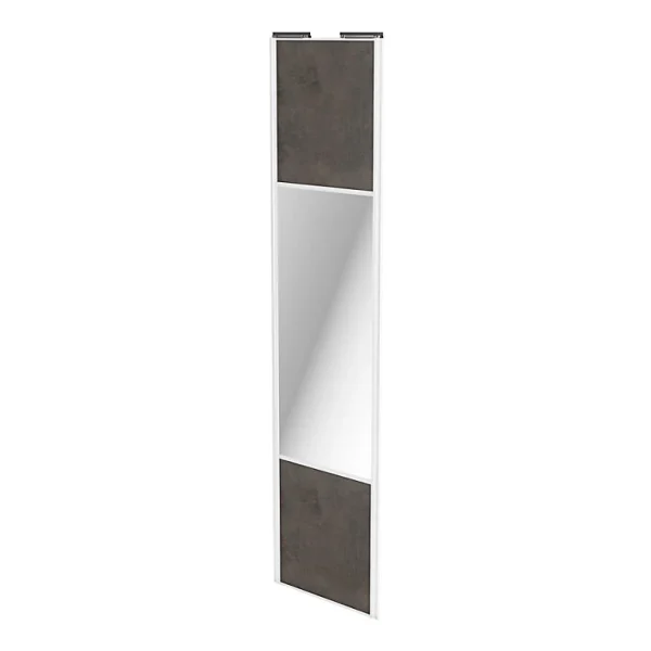 meilleure qualité Castorama Porte De Placard Coulissante Avec Miroir Gris Antique Avec Cadre Blanc GoodHome Arius H. 248,5 X L. 62.2 Cm 1