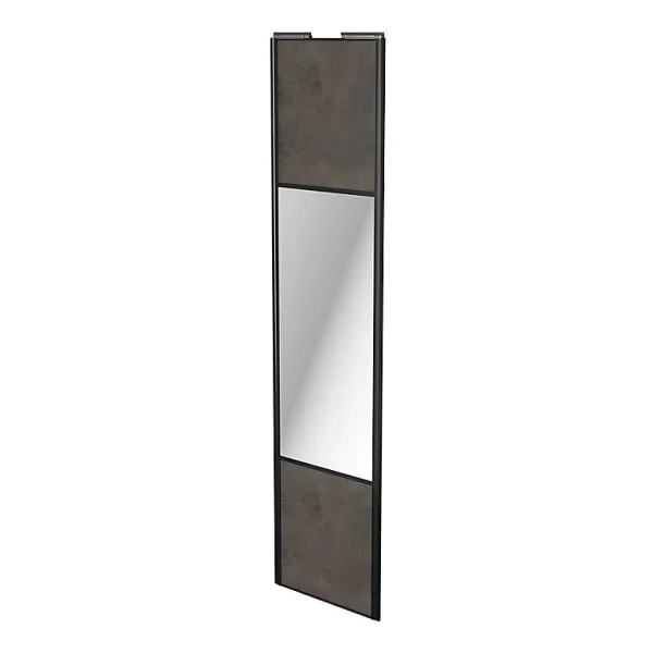 prix pas cher Castorama Porte De Placard Coulissante Avec Miroir Gris Antique Avec Cadre Noir GoodHome Arius H. 248,5 X L. 62.2 Cm 1