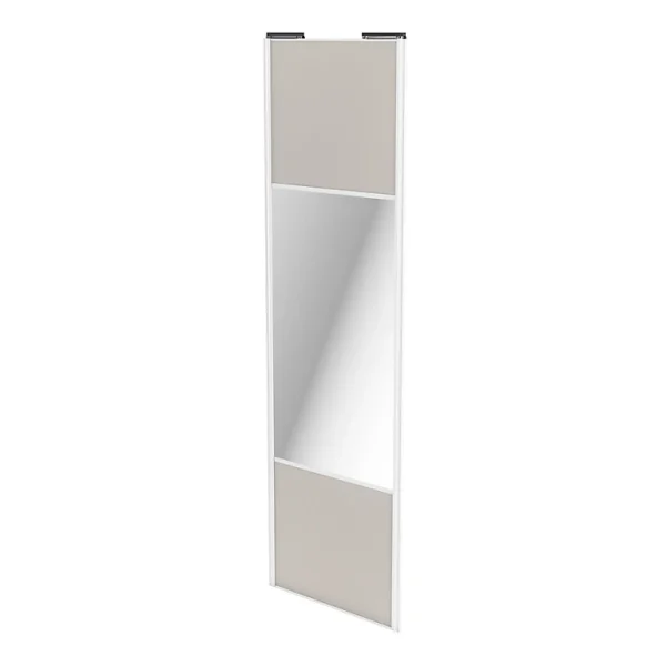 a Prix Discount Castorama Porte De Placard Coulissante Avec Miroir Gris Clair Mat Avec Cadre Blanc GoodHome Arius H. 248,5 X L. 77.2 Cm 1