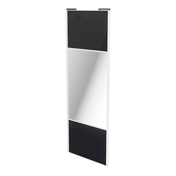 Castorama Porte De Placard Coulissante Avec Miroir Noir Avec Cadre Blanc GoodHome Arius H. 248,5 X L. 92.2 Cm soldes officiel 1