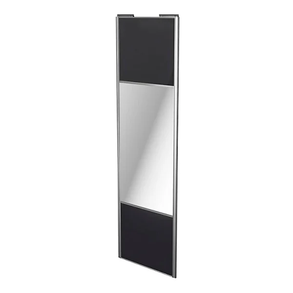 Castorama Porte De Placard Coulissante Avec Miroir Noir Avec Cadre Gris GoodHome Arius H. 248,5 X L. 77.2 Cm exclusivement disponibles 1