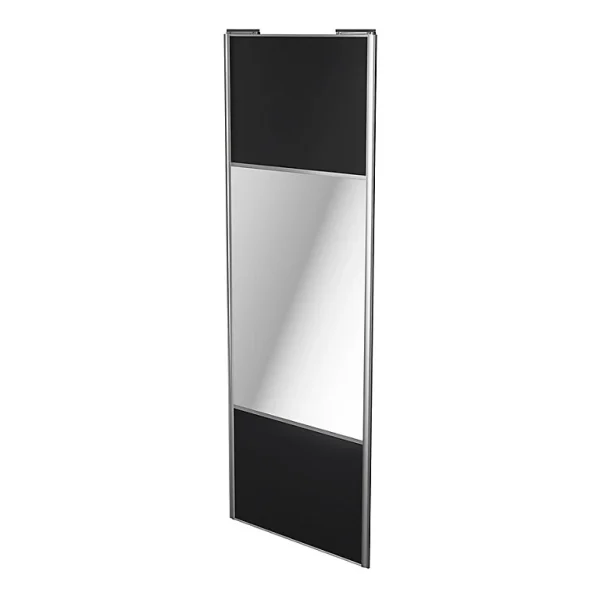 Castorama Porte De Placard Coulissante Avec Miroir Noir Mat Avec Cadre Gris GoodHome Arius H. 248,5 X L. 92.2 Cm styles dernier cri 1