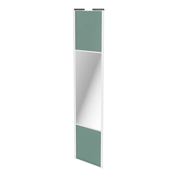 Castorama Porte De Placard Coulissante Avec Miroir Vert De Gris Avec Cadre Blanc GoodHome Arius H. 248,5 X L. 62.2 Cm soldes en ligne 1