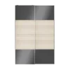 site soldes Castorama Portes De Placard Coulissantes 2 Vantaux Panneaux Anthracite Brillants Et Effet Chêne GoodHome Atomia H. 225 X L. 150 X ép. 5,5 Cm 7