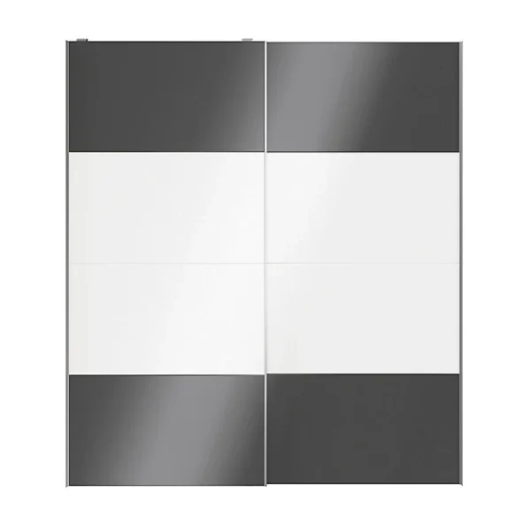 REMISE Castorama Portes De Placard Coulissantes 2 Vantaux Panneaux Blancs Brillants Et Anthracite Brillants GoodHome Atomia H. 225 X L. 200 X ép. 5,5 Cm 1