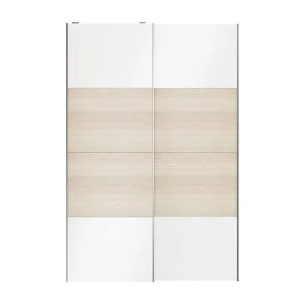 outlet Castorama Portes De Placard Coulissantes 2 Vantaux Panneaux Blancs Brillants Et Effet Chêne GoodHome Atomia H. 225 X L. 150 X ép. 5,5 Cm 1