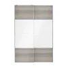 soldes pas cher Castorama Portes De Placard Coulissantes 2 Vantaux Panneaux Blancs Brillants Et Effet Chêne Grisé GoodHome Atomia H. 225 X L. 150 X ép. 5,5 Cm 5