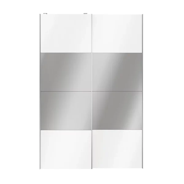 grande promotion Castorama Portes De Placard Coulissantes 2 Vantaux Panneaux Blancs Brillants Et Miroir GoodHome Atomia H. 225 X L. 150 X ép. 5,5 Cm 1