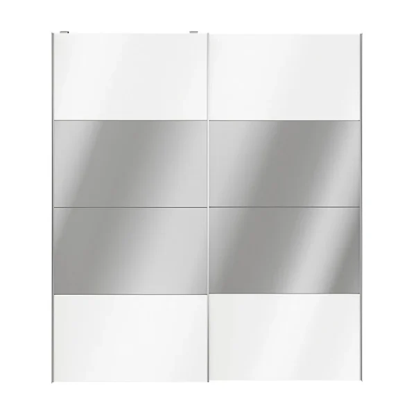 mode pas chere Castorama Portes De Placard Coulissantes 2 Vantaux Panneaux Blancs Brillants Et Miroir GoodHome Atomia H. 225 X L. 200 X ép. 5,5 Cm 1